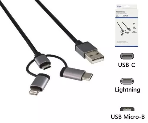 USB 3in1 HQ data/charging Cable, 1,00m